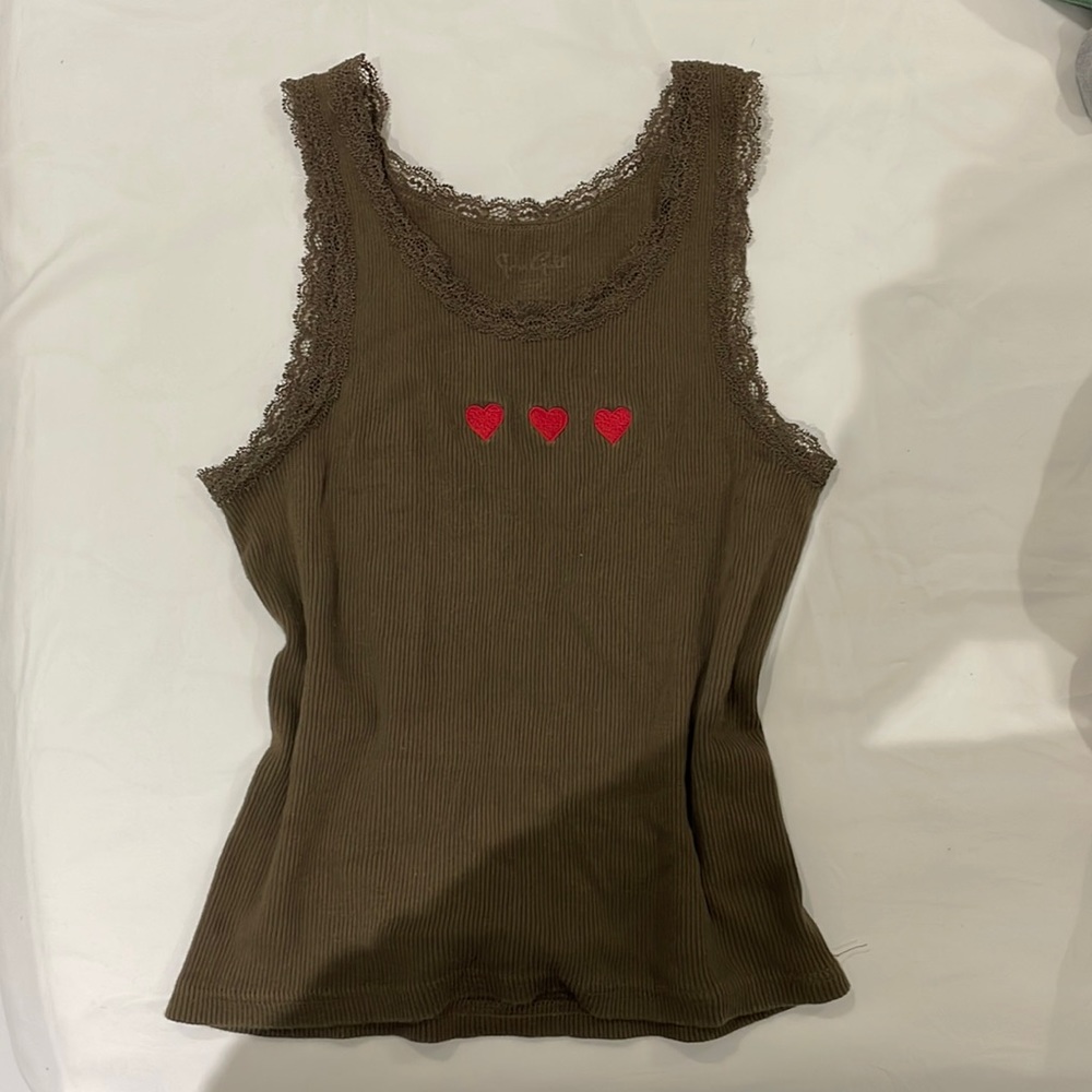 brandy melville brown long lace tank